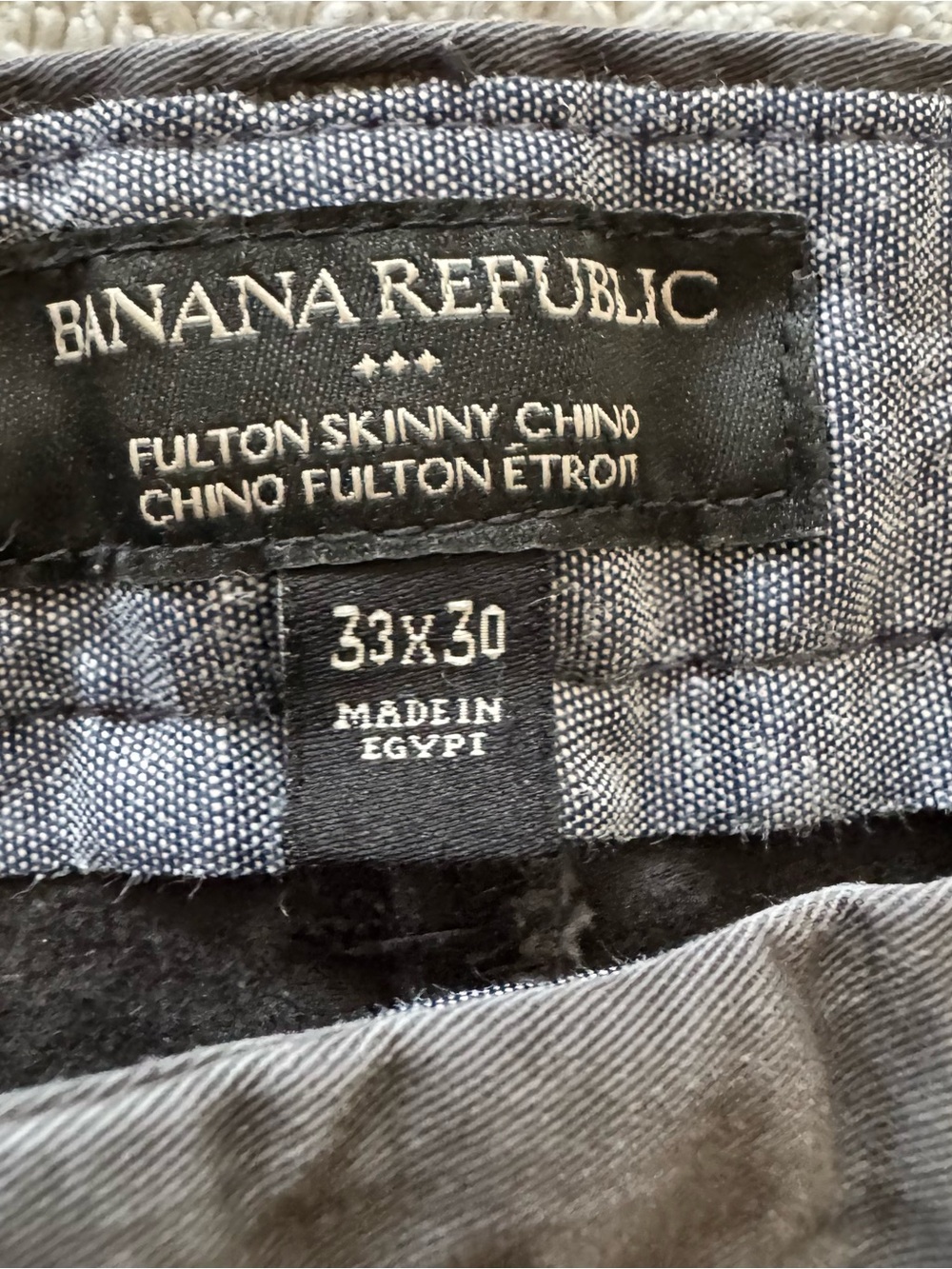 Banana Republic Fulton Skinny Chino Pants Gray 33x30 Stretch Slim Casual Mens - Picture 2 of 7